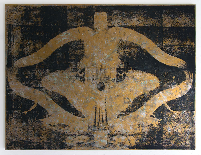Jonathan Kelly - Fountain Bhudda 1 - Screenprint and Acrylic on Canvas -  165x215cm